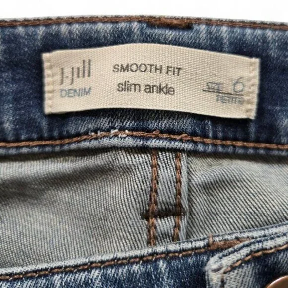 J.Jill Denim Smooth Fit Slim Ankle Jeans Petite Size 6 Blue Wash Cotton Blend - Picture 5 of 6